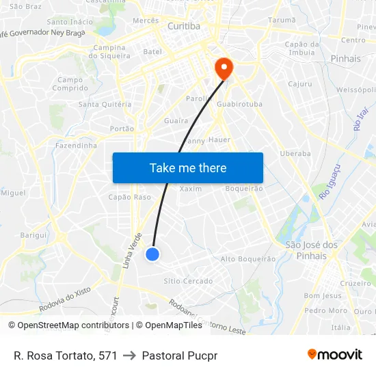 R. Rosa Tortato, 571 to Pastoral Pucpr map