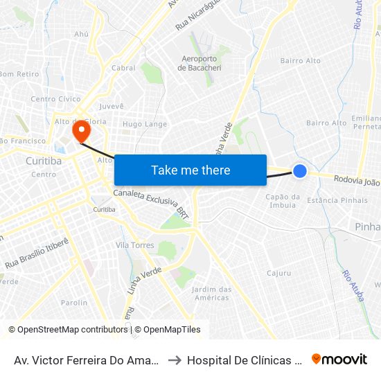 Av. Victor Ferreira Do Amaral, 3141 to Hospital De Clínicas Da Ufpr map
