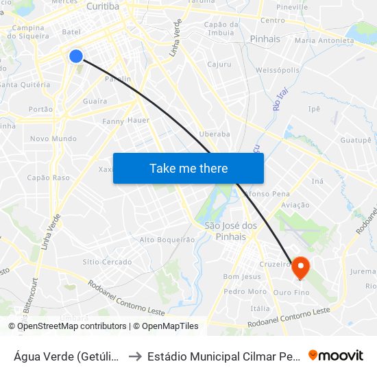 Água Verde (Getúlio Vargas) to Estádio Municipal Cilmar Pedro Goergen map