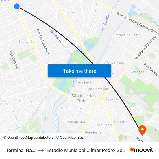 Terminal Hauer to Estádio Municipal Cilmar Pedro Goergen map