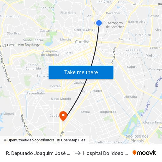 R. Deputado Joaquim José Pedrosa, 402 to Hospital Do Idoso Zilda Arns map