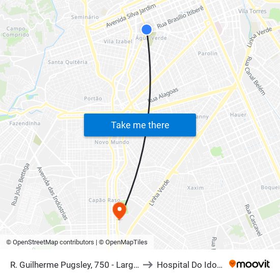 R. Guilherme Pugsley, 750 - Largo Doutor Acir Mullinari to Hospital Do Idoso Zilda Arns map