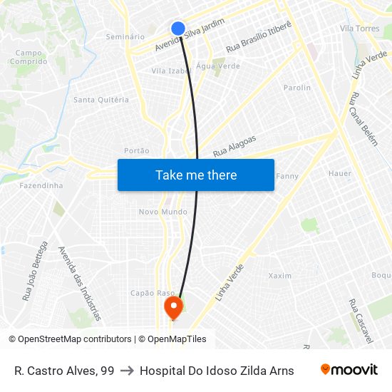 R. Castro Alves, 99 to Hospital Do Idoso Zilda Arns map