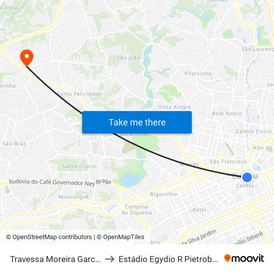 Travessa Moreira Garcez to Estádio Egydio R Pietrobelli map