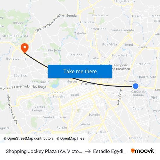 Shopping Jockey Plaza (Av. Victor Ferreira Do Amaral, 2300) to Estádio Egydio R Pietrobelli map