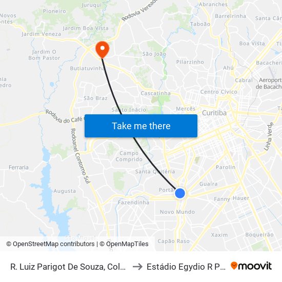 R. Luiz Parigot De Souza, Colégio Bagozzi to Estádio Egydio R Pietrobelli map