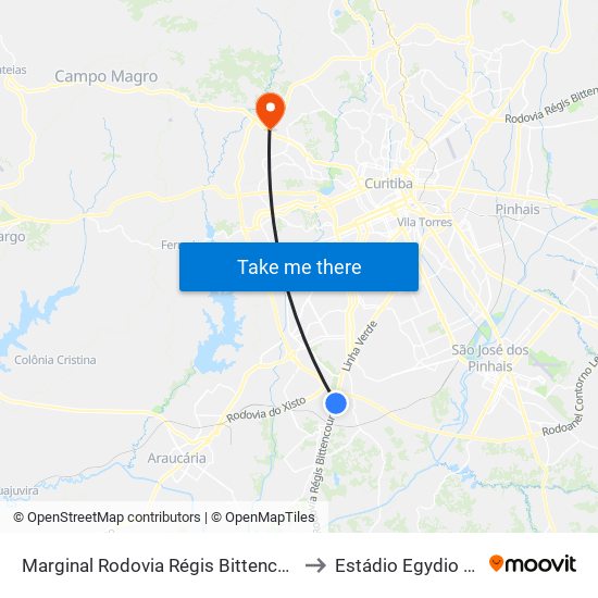 Marginal Rodovia Régis Bittencourt (Br 116) - Ceasa to Estádio Egydio R Pietrobelli map