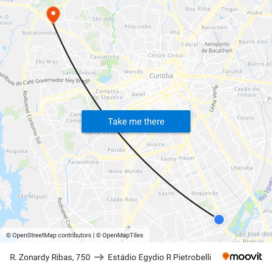 R. Zonardy Ribas, 750 to Estádio Egydio R Pietrobelli map