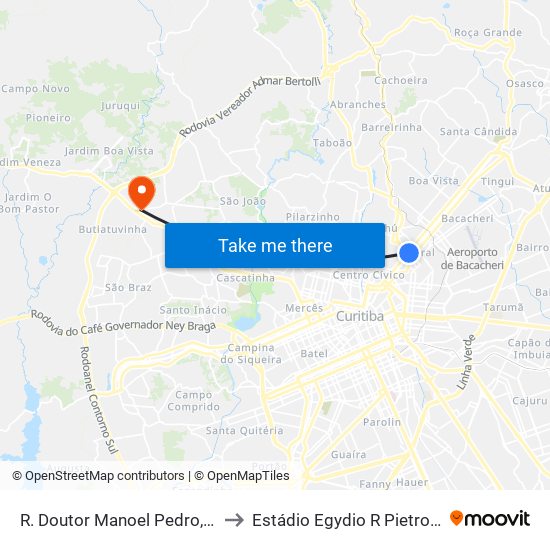 R. Doutor Manoel Pedro, 315 to Estádio Egydio R Pietrobelli map