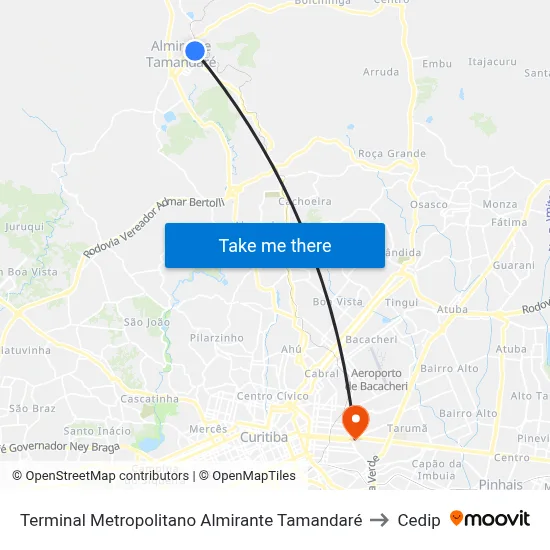 Terminal Metropolitano Almirante Tamandaré to Cedip map