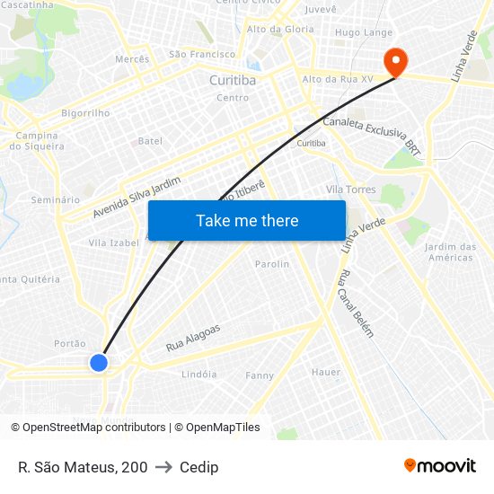 R. São Mateus, 200 to Cedip map