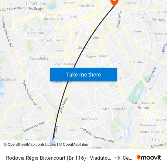 Rodovia Régis Bittencourt (Br 116) - Viaduto Pompéia to Cedip map