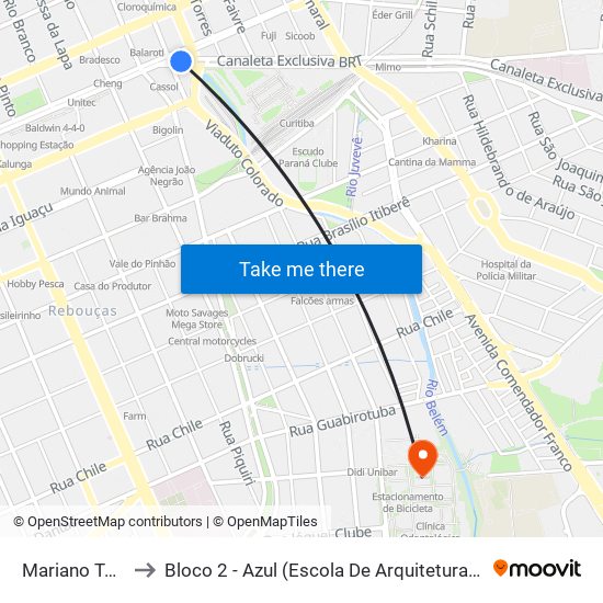 Mariano Torres to Bloco 2 - Azul (Escola De Arquitetura E Design) map