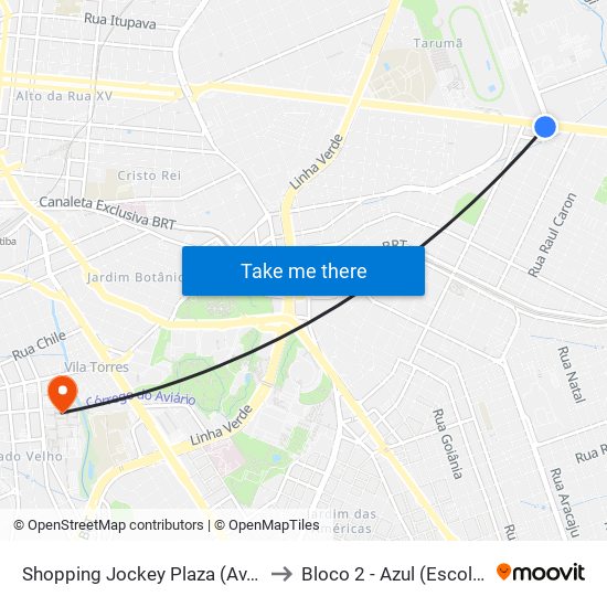 Shopping Jockey Plaza (Av. Victor Ferreira Do Amaral, 2694) to Bloco 2 - Azul (Escola De Arquitetura E Design) map