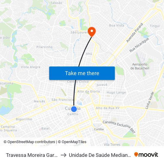 Travessa Moreira Garcez to Unidade De Saúde Medianeira map