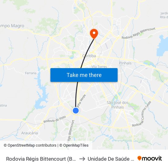 Rodovia Régis Bittencourt (Br 116) - Servopa to Unidade De Saúde Medianeira map