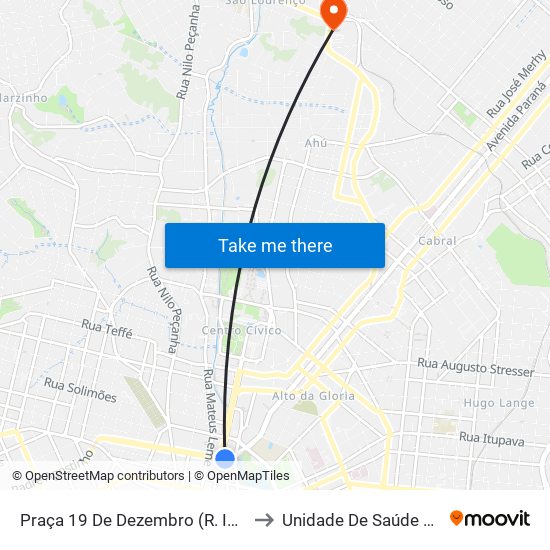 Praça 19 De Dezembro (R. Inácio Lustosa) to Unidade De Saúde Medianeira map