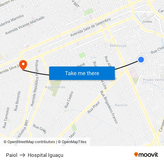 Paiol to Hospital Iguaçu map