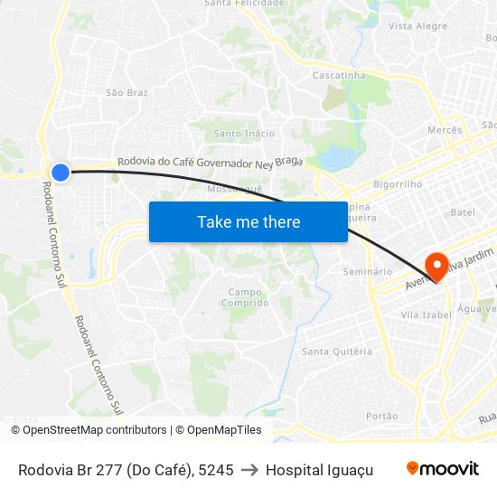 Rodovia Br 277 (Do Café), 5245 to Hospital Iguaçu map