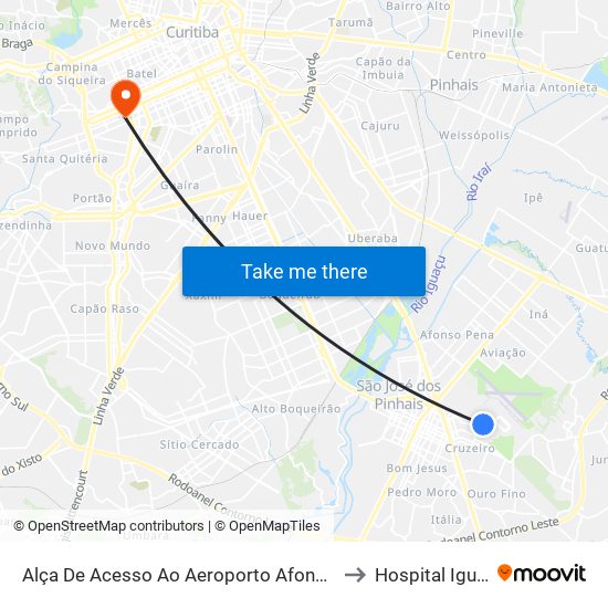 Alça De Acesso Ao Aeroporto Afonso Pena to Hospital Iguaçu map