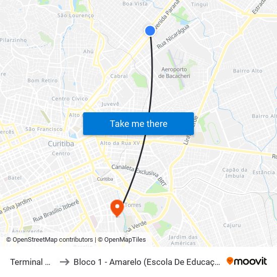 Terminal Boa Vista to Bloco 1 - Amarelo (Escola De Educação E Ciências Humanas) map