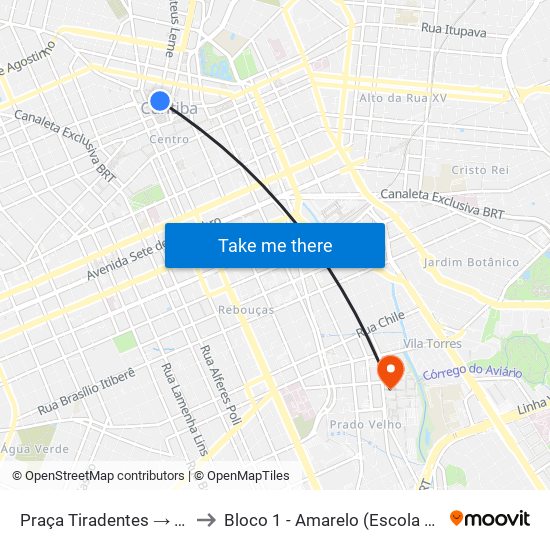 Praça Tiradentes (Nestor De Castro) to Bloco 1 - Amarelo (Escola De Educação E Ciências Humanas) map