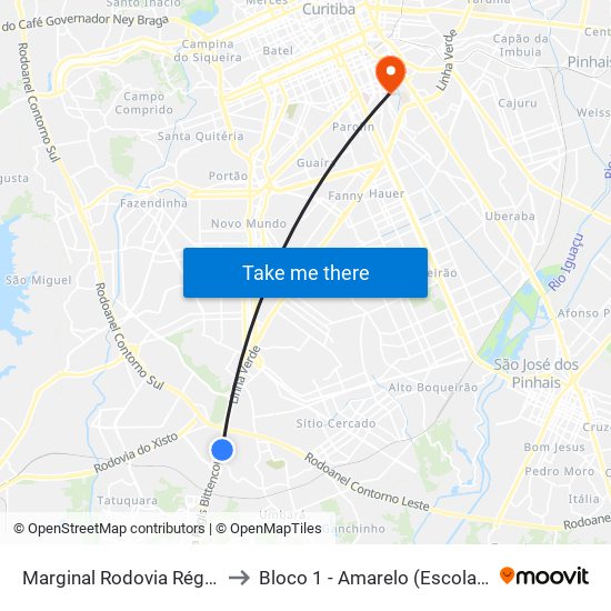 Marginal Rodovia Régis Bittencourt (Br 116) - Ceasa to Bloco 1 - Amarelo (Escola De Educação E Ciências Humanas) map