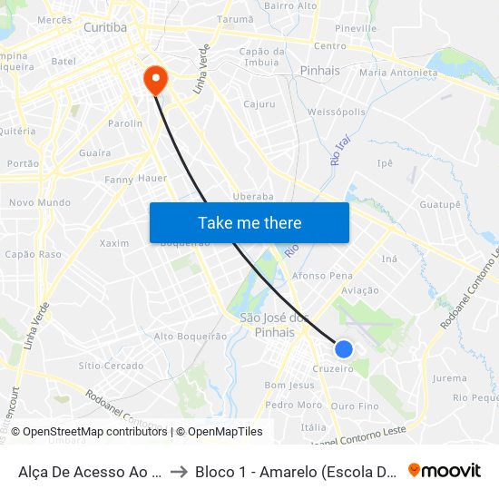 Alça De Acesso Ao Aeroporto Afonso Pena to Bloco 1 - Amarelo (Escola De Educação E Ciências Humanas) map