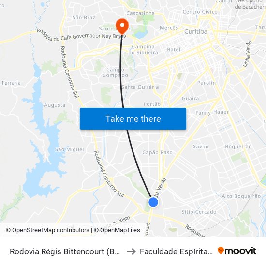 Rodovia Régis Bittencourt (Br 116) - Servopa to Faculdade Espírita Do Paraná map