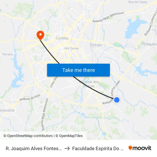 R. Joaquim Alves Fontes, 1010 to Faculdade Espírita Do Paraná map