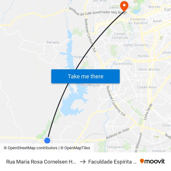 Rua Maria Rosa Cornelsen Hasselmann, 24 to Faculdade Espírita Do Paraná map