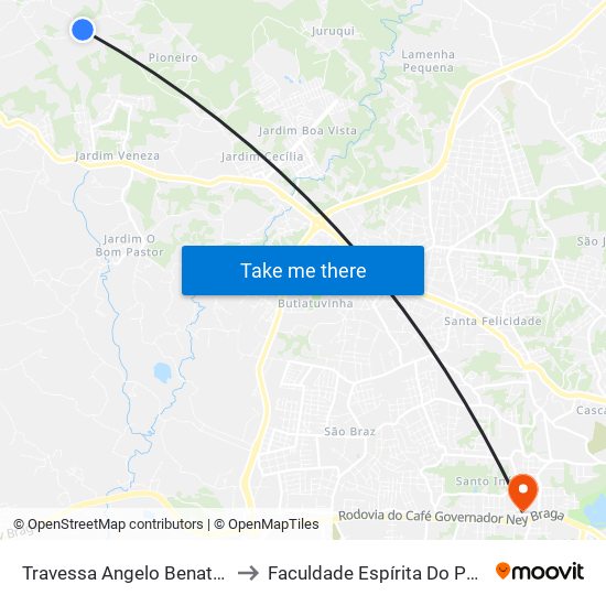 Travessa Angelo Benato, 91 to Faculdade Espírita Do Paraná map