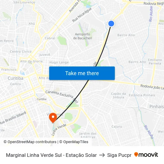 Marginal Linha Verde Sul - Estação Solar to Siga Pucpr map