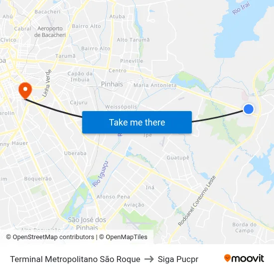 Terminal Metropolitano São Roque to Siga Pucpr map