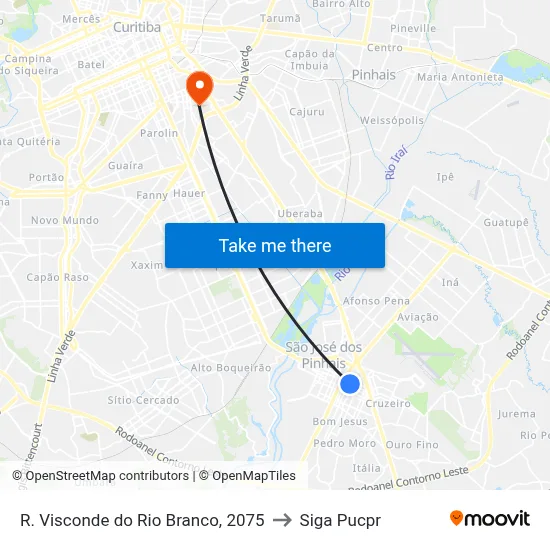 R. Visconde do Rio Branco, 2075 to Siga Pucpr map