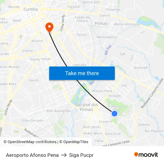 Aeroporto Afonso Pena to Siga Pucpr map