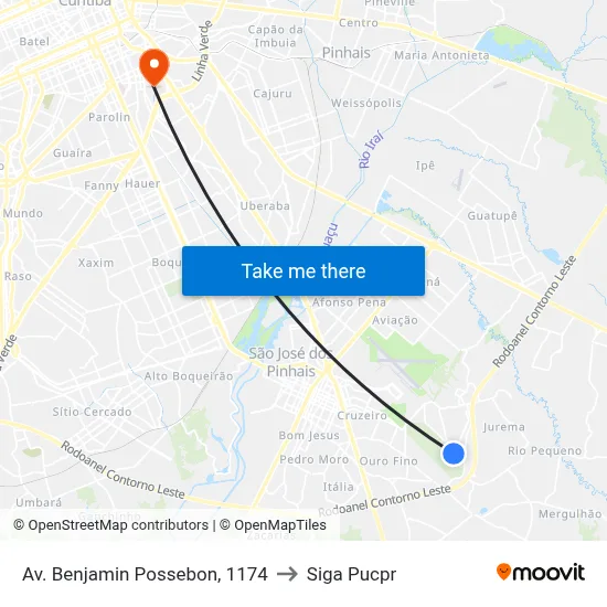 Av. Benjamin Possebon, 1174 to Siga Pucpr map