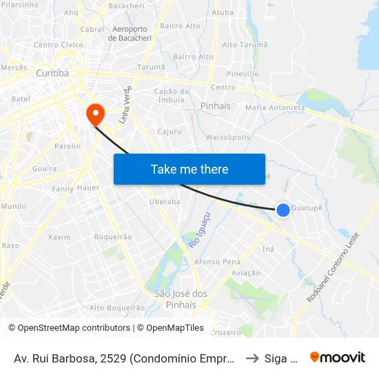 Av. Rui Barbosa, 2529 (Condomínio Empresarial Rui Barbosa) to Siga Pucpr map
