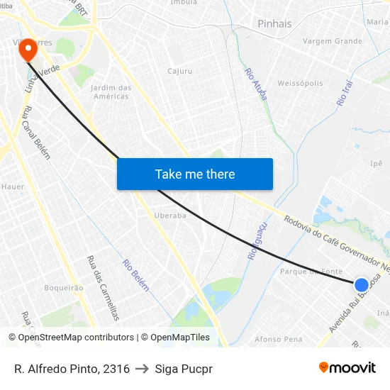 R. Alfredo Pinto, 2316 to Siga Pucpr map