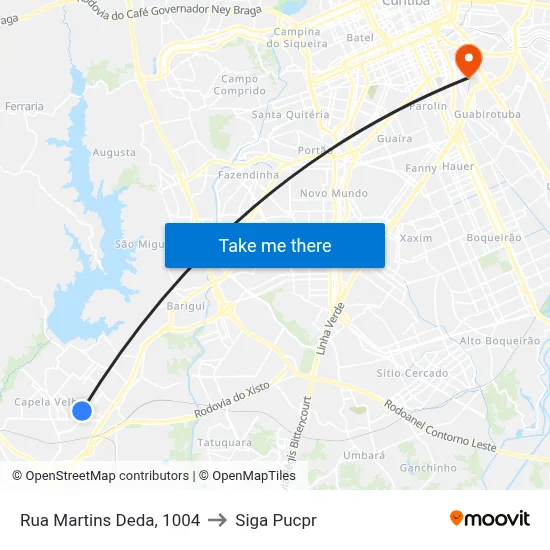Rua Martins Deda, 1004 to Siga Pucpr map