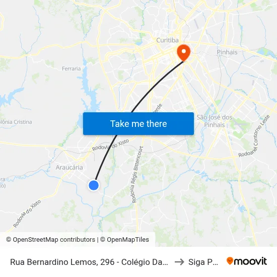 Rua Bernardino Lemos, 296 - Colégio Davi Carneiro to Siga Pucpr map