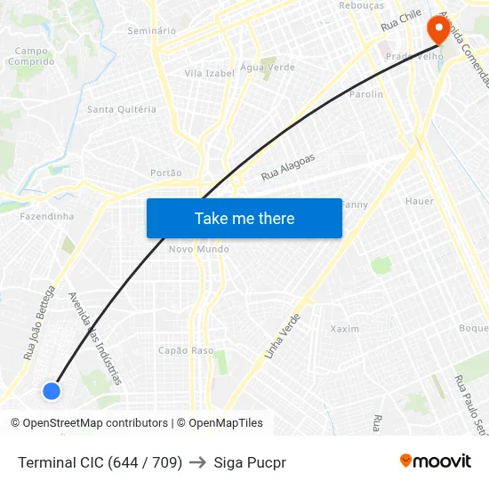 Terminal CIC (644 / 709) to Siga Pucpr map