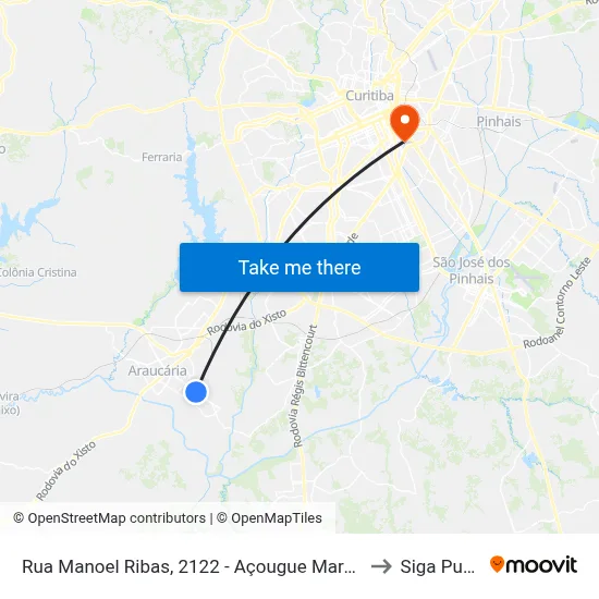 Rua Manoel Ribas, 2122 - Açougue Maranhão to Siga Pucpr map