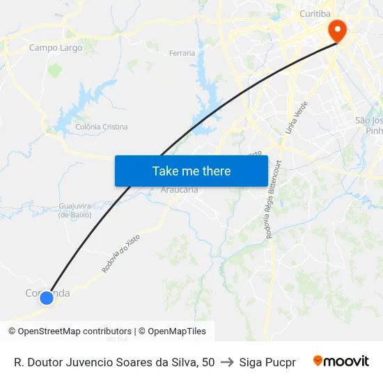 R. Doutor Juvencio Soares da Silva, 50 to Siga Pucpr map
