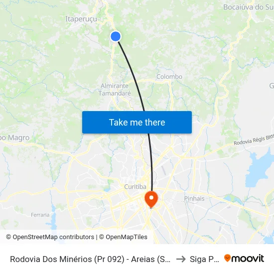 Rodovia Dos Minérios (Pr 092) - Areias (São João Batista) to Siga Pucpr map