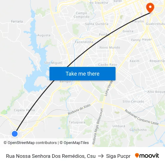 Rua Nossa Senhora Dos Remédios, Csu to Siga Pucpr map