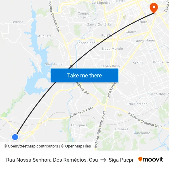 Rua Nossa Senhora Dos Remédios, Csu to Siga Pucpr map