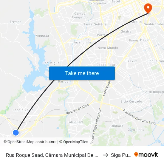 Rua Roque Saad, Câmara Municipal De Araucária to Siga Pucpr map