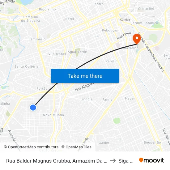 Rua Baldur Magnus Grubba, Armazém Da Família Uberlândia to Siga Pucpr map