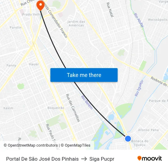 Portal De São José Dos Pinhais to Siga Pucpr map
